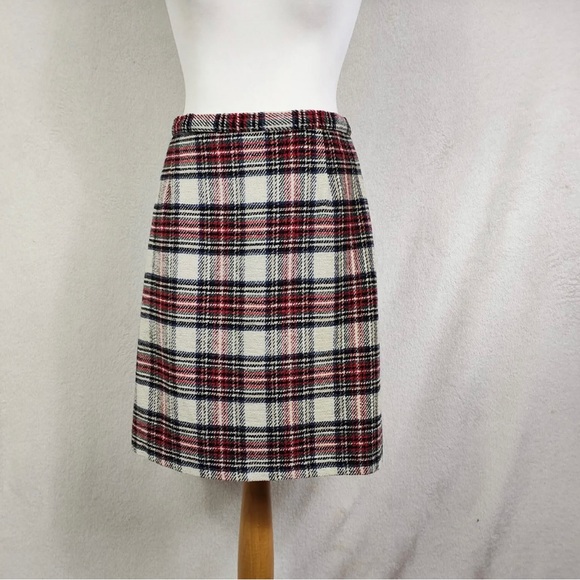 St Michael Dresses & Skirts - St Michael Vintage Red White Tartan Plaid Wool Blend Skirt UK 10-12